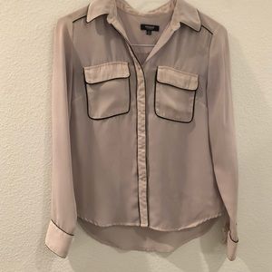 Long sleeve cream and black blouse